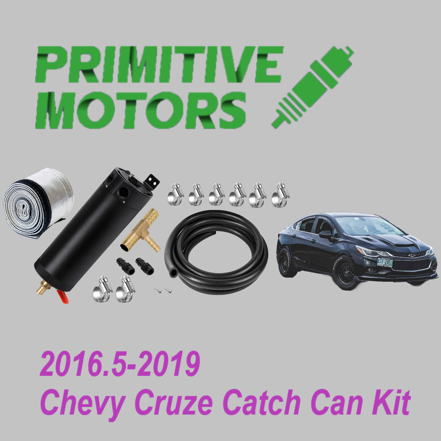 Primitive Motors Chevy Cruze Catch Can Kit Complete for 16-19 1.4t